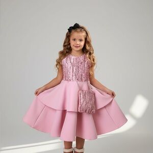 Girl's Party Dress With Sparkles and a Purse